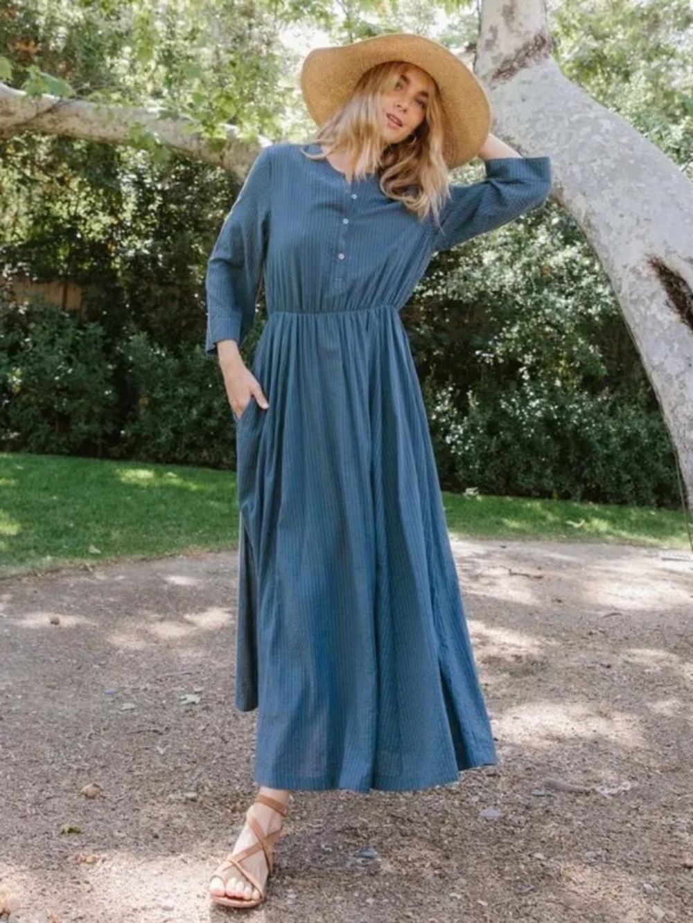Jenni Kayne Seersucker Shirt Dress Ink (Size S)